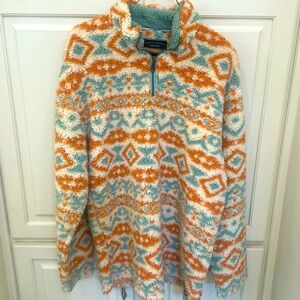 Southern marsh Aztec print Sherpa quarter zip. Generous fit